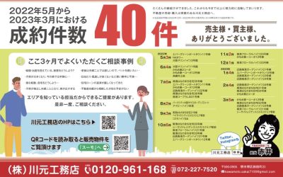 不動産売買部門、成約件数40件！ありがとうございます！(2022年5月～2023年3月)